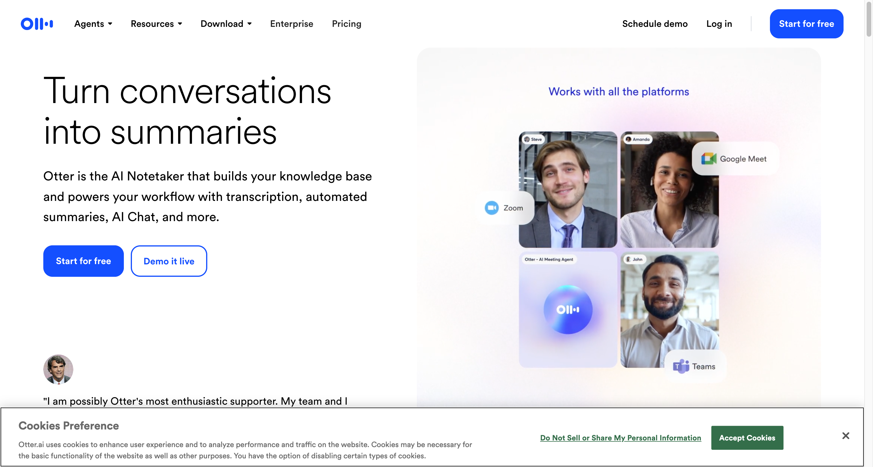 Otter.ai 회의록 앱 스크린샷