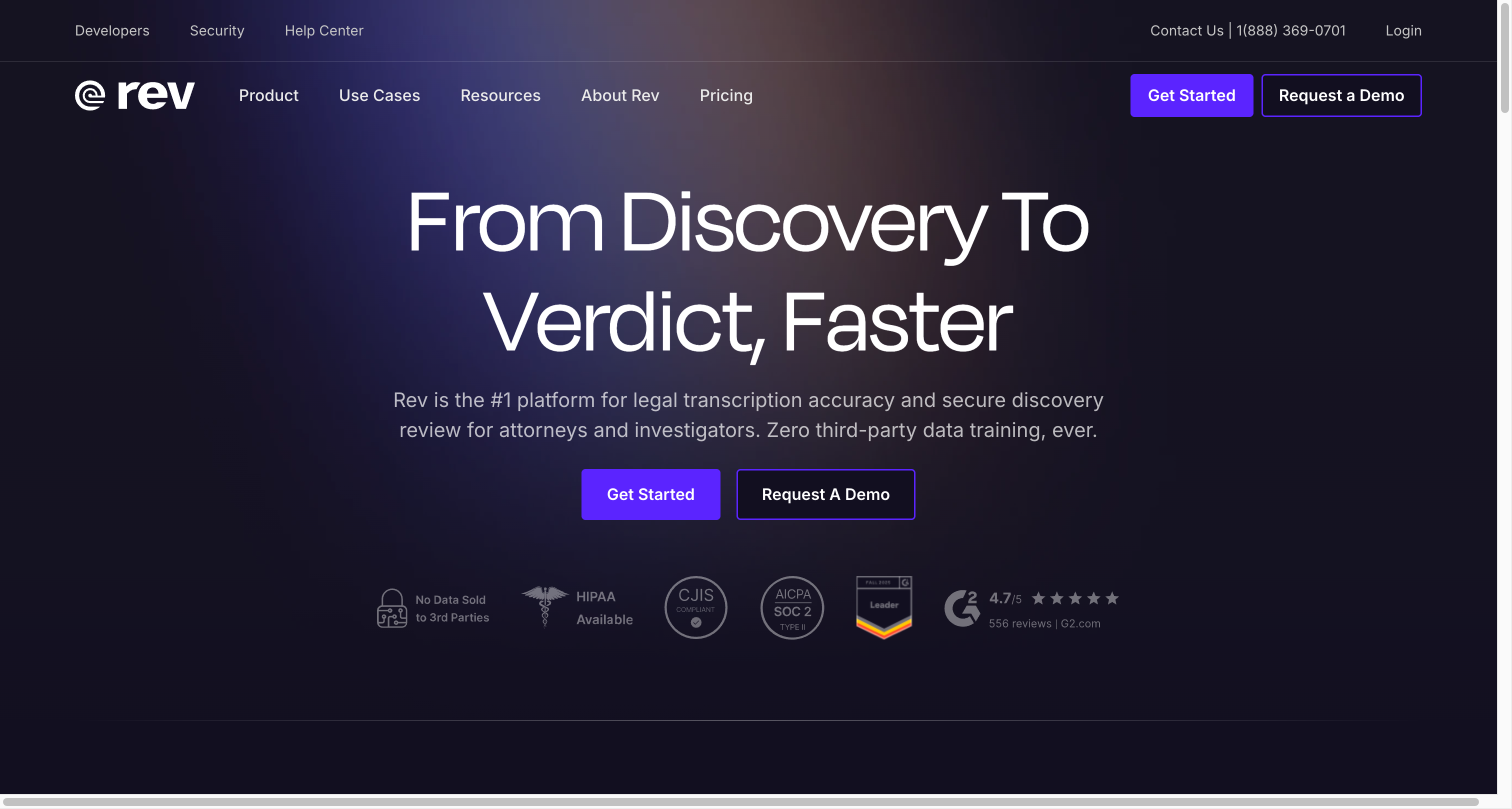 Rev 전사 서비스 스크린샷